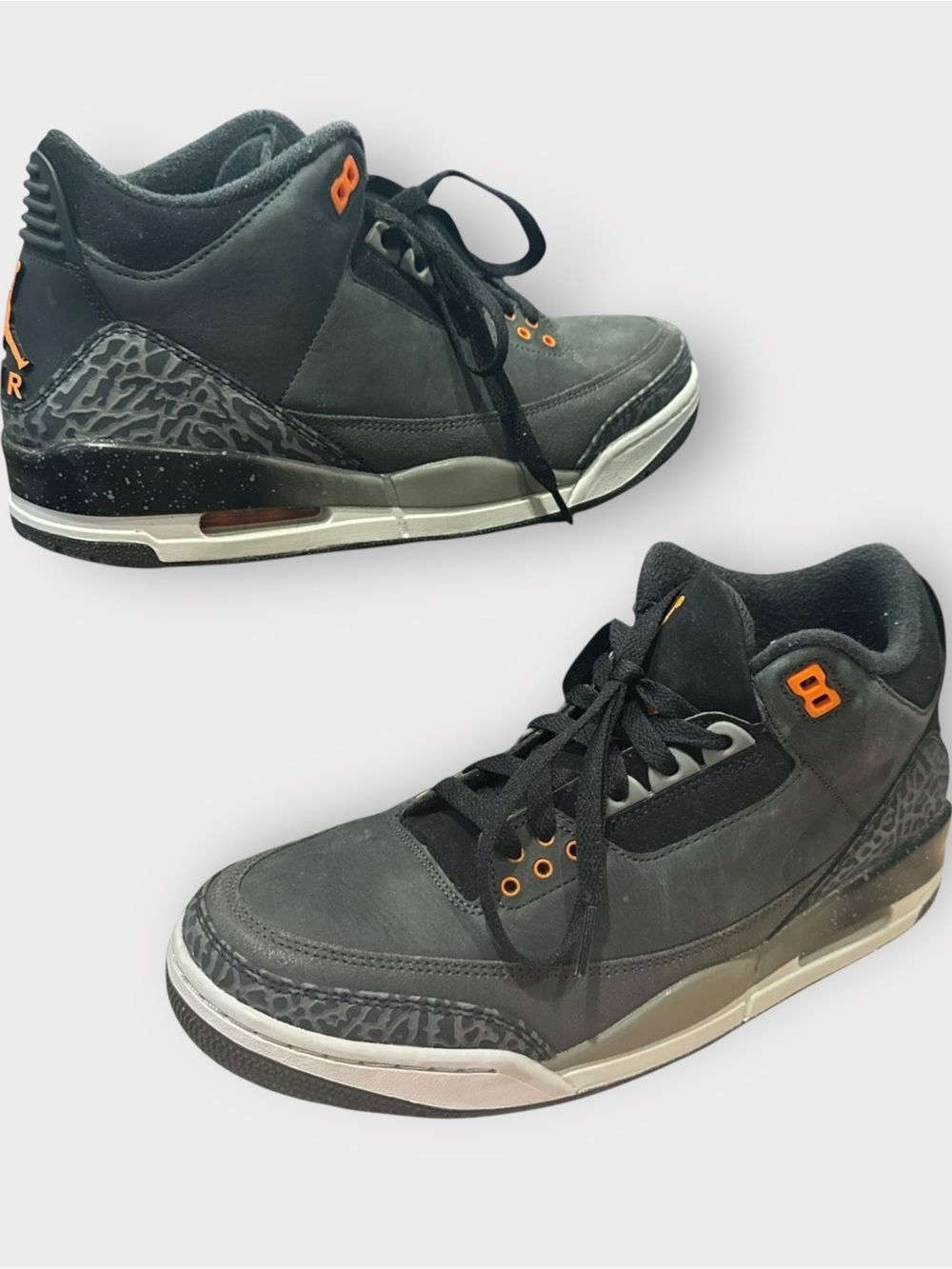 Air Jordan 3 Retro Fear Pack (2023) Gray Orange Men’s 9.5 Excellent Condition